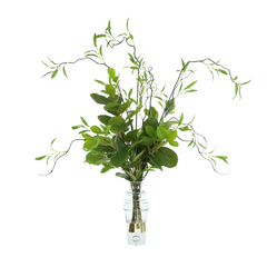 Willow Branch Arrangement in a Tall Glass Vase with Foliage