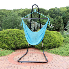 Caribbean Style Extra Large Hanging Rope Hammock Chair Swing with Adjustable Stand