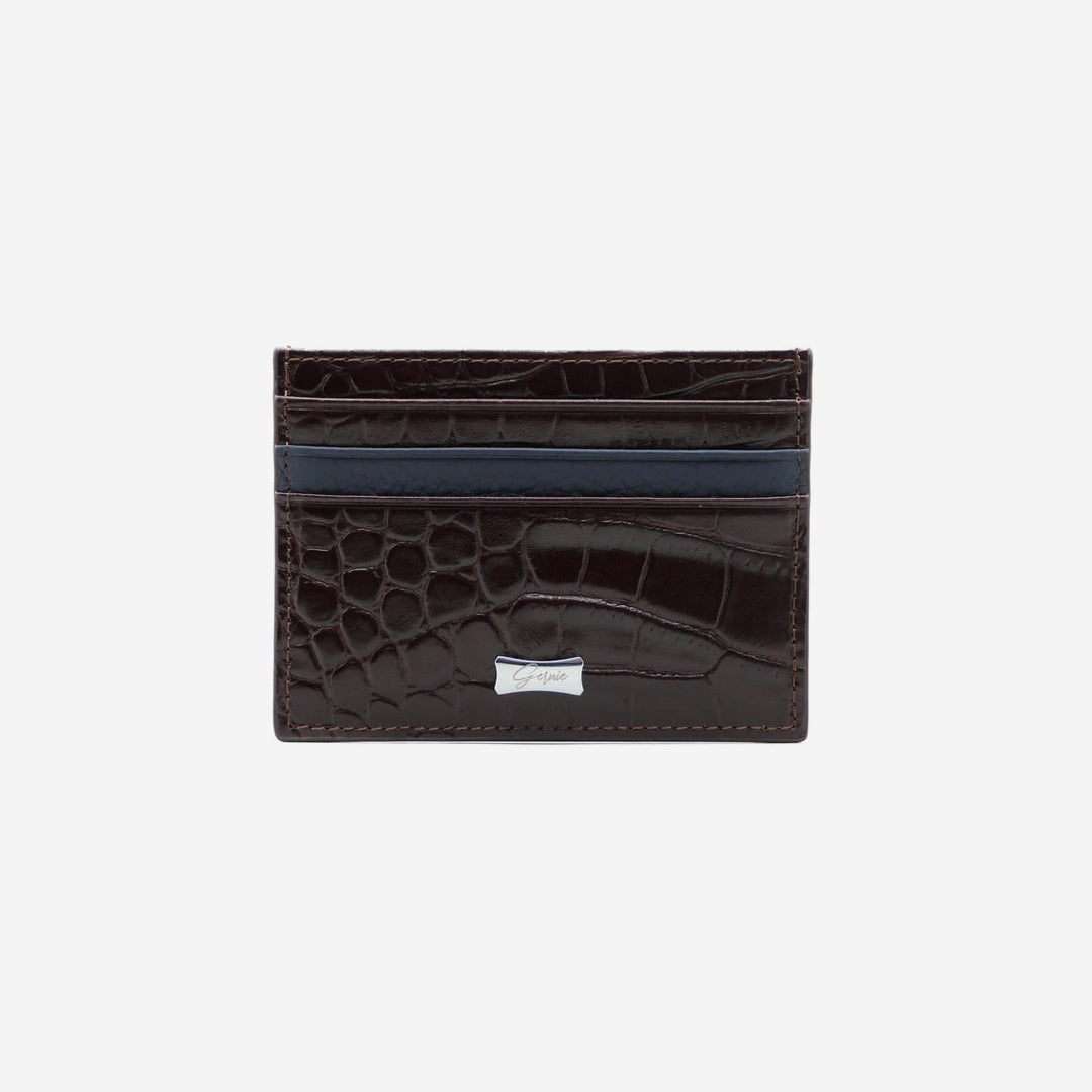  Gernie NYC Genuine Gator Leather Slim Card Case - Mahogany - Bonton