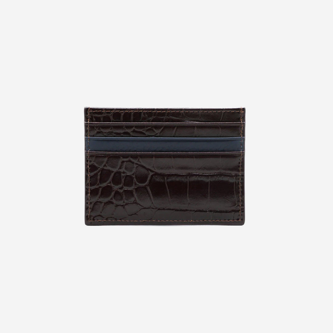  Gernie NYC Genuine Gator Leather Slim Card Case - Mahogany - Bonton