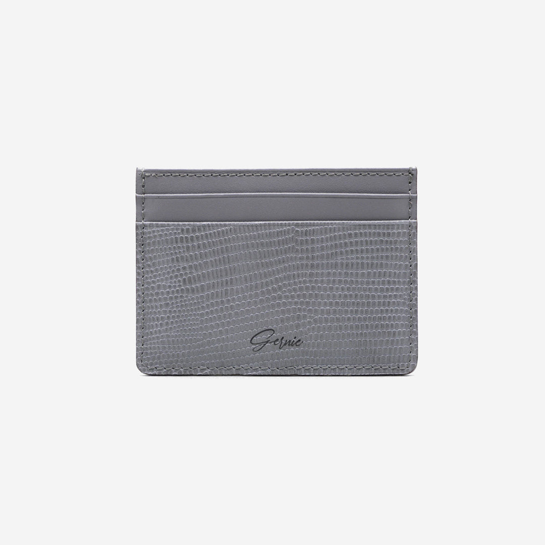  Gernie NYC Genuine Lizard Leather Slim Card Case - Grey - Bonton