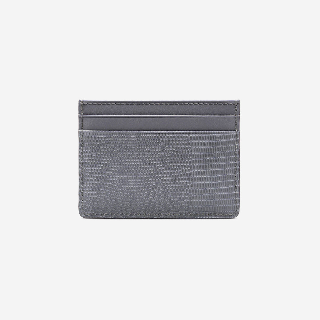  Gernie NYC Genuine Lizard Leather Slim Card Case - Grey - Bonton