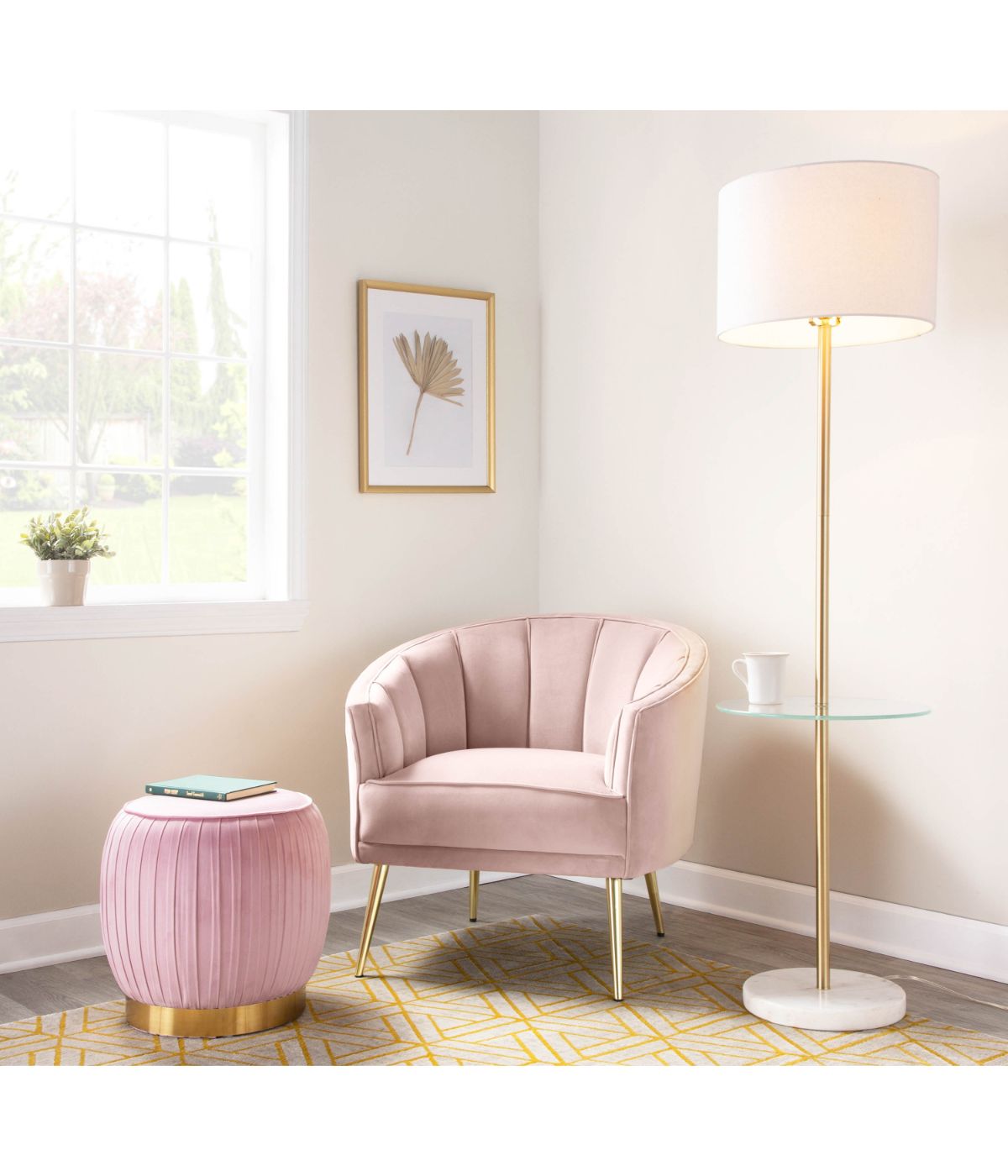 Tania Accent Chair Gold & Blush