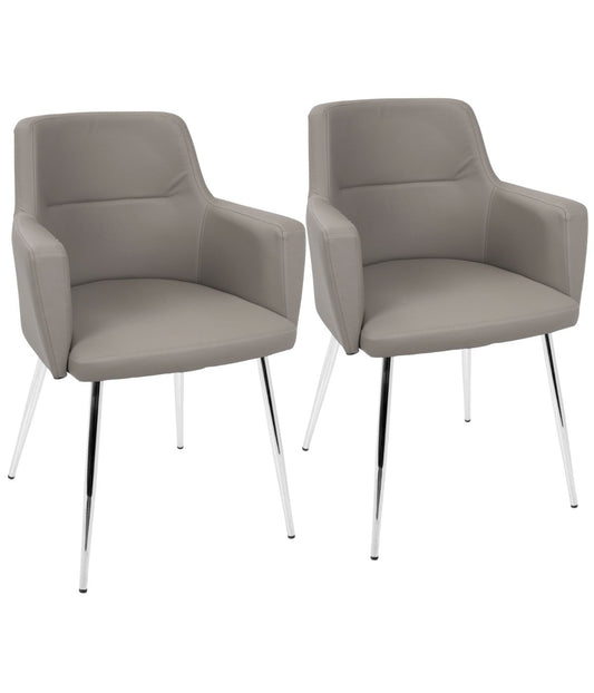 Andrew Chair - Set of 2 Grey & Chrome