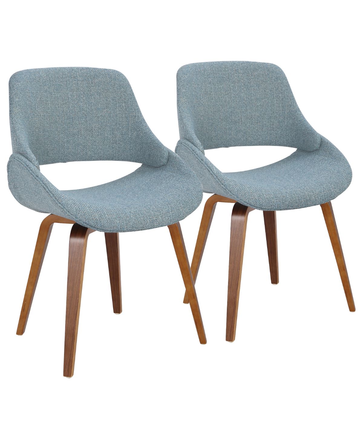  LumiSource Fabrico Chair - Set of 2 Walnut & Blue - Walnut & Blue - Bonton