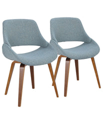 Fabrico Chair - Set of 2 Walnut & Blue