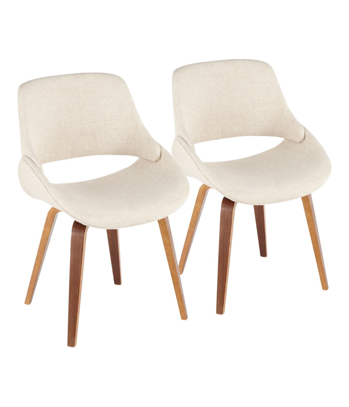  LumiSource Fabrico Chair - Set of 2 Walnut & Cream - Walnut & Cream - Bonton