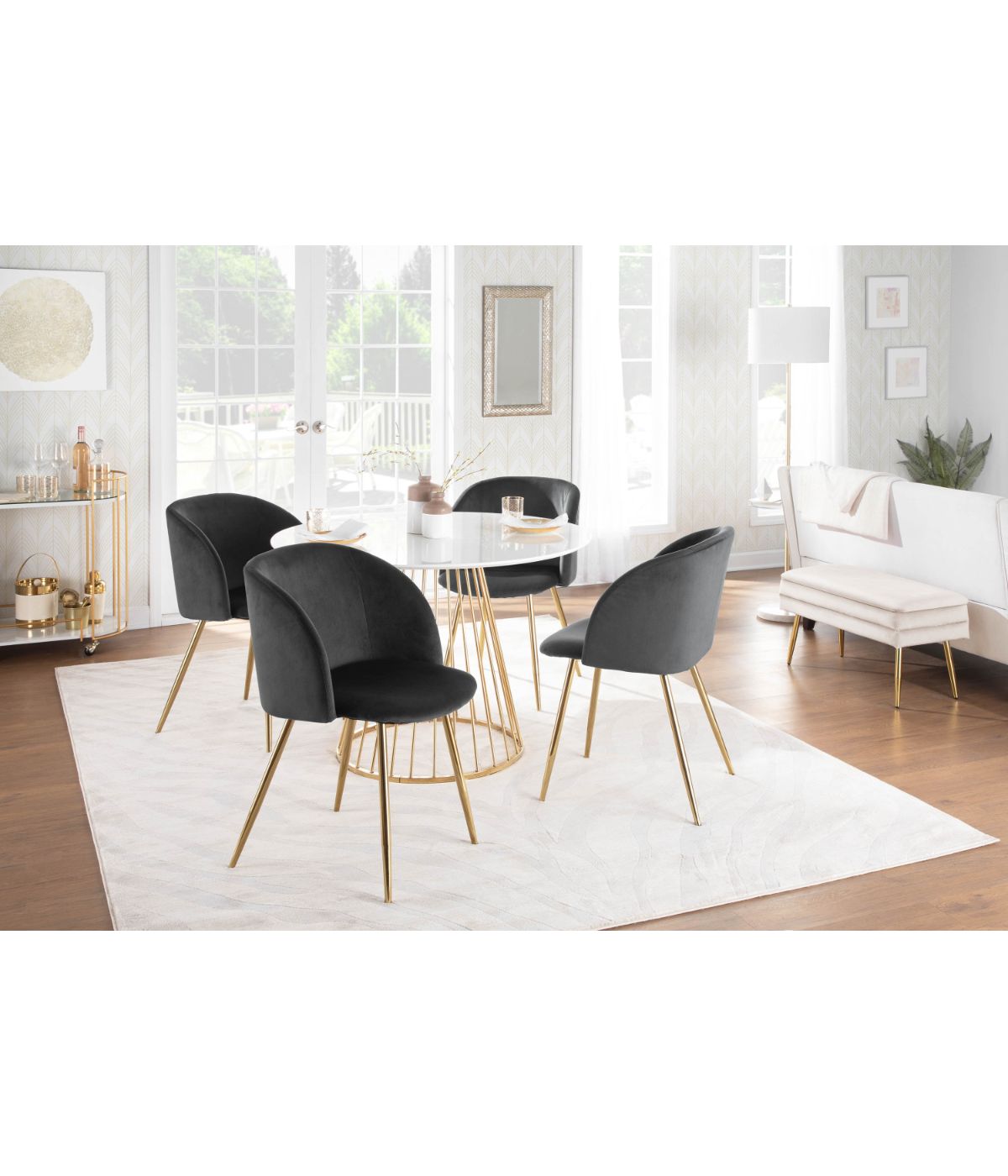  LumiSource Fran Chair - Set of 2 Gold & Black - Gold & Black - Bonton