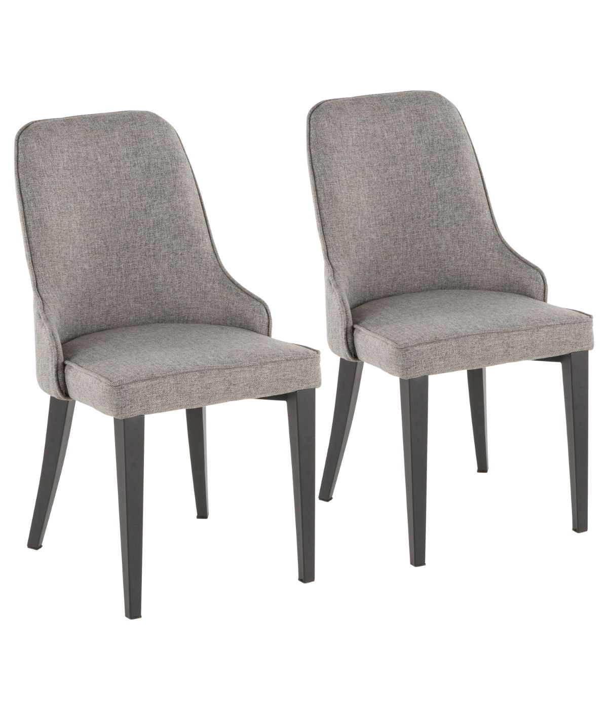  LumiSource Nueva Chair - Set of 2 Black & Grey - Black & Grey - Bonton