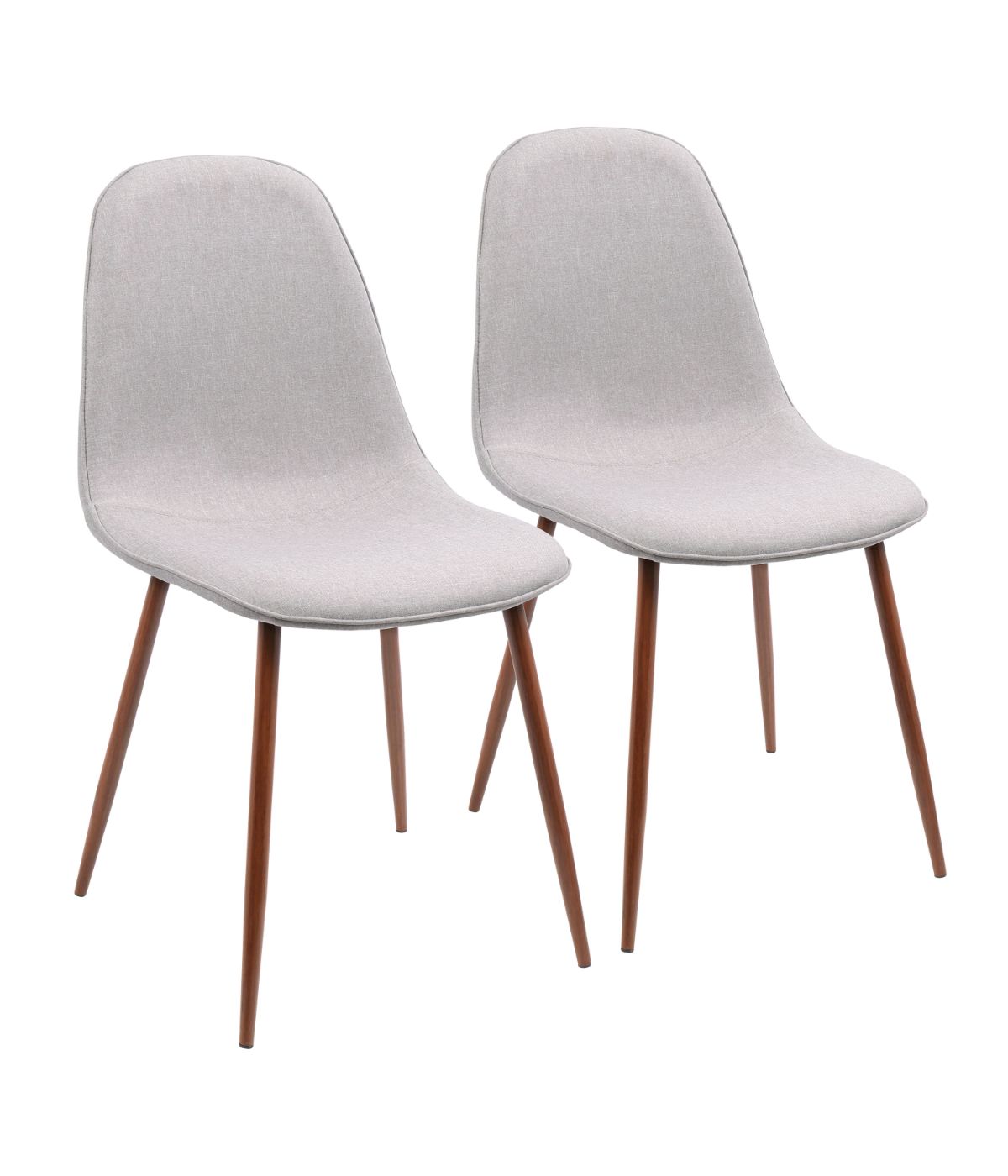  LumiSource Pebble Dining Chair - Set of 2 Walnut & Grey - Walnut & Grey - Bonton