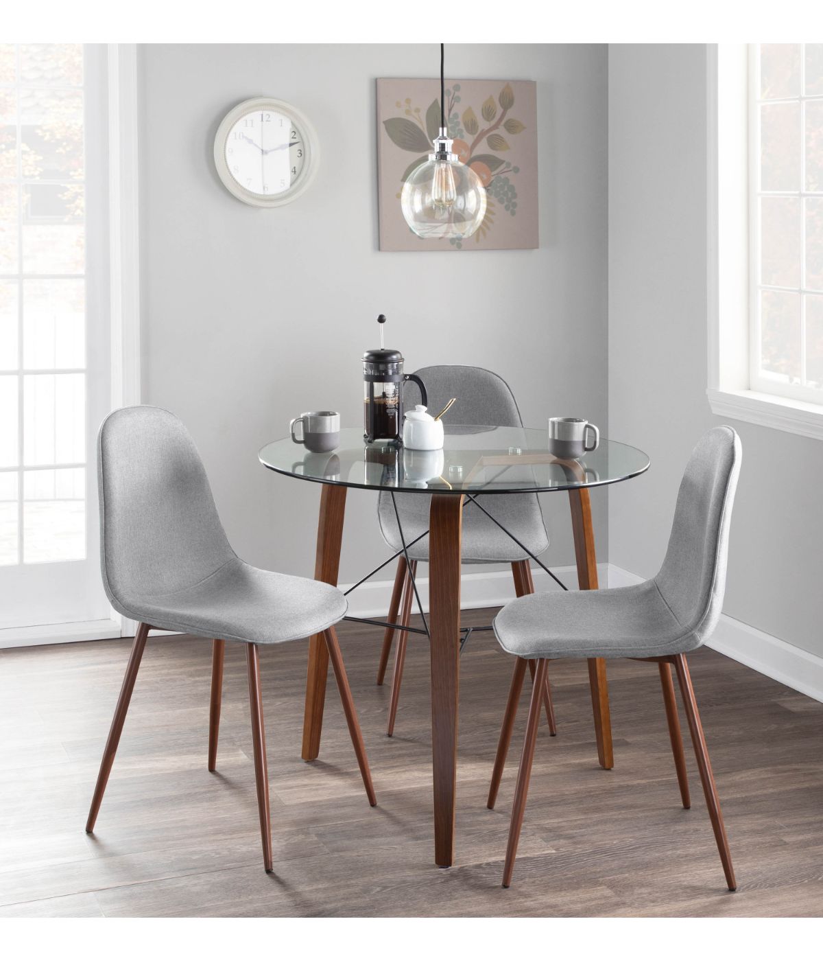  LumiSource Pebble Dining Chair - Set of 2 Walnut & Grey - Walnut & Grey - Bonton