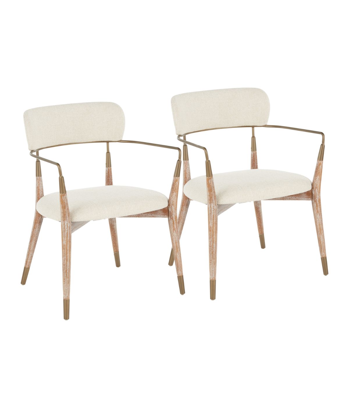  LumiSource Savannah Chair - Set of 2 Copper, White Washed & Cream - Copper, White Washed & Cream - Bonton