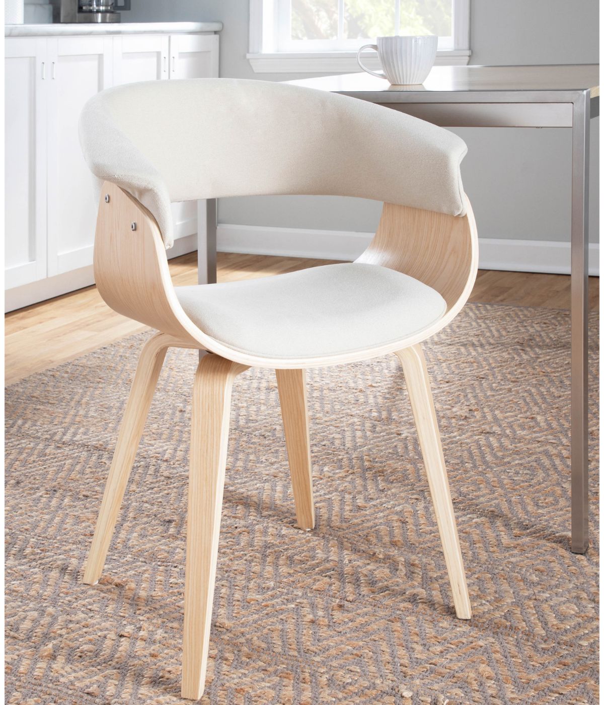  LumiSource Vintage Mod Chair Natural & Cream - Natural & Cream - Bonton