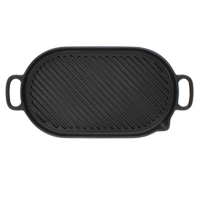  Chasseur Oval Cast Iron Grill Pan - Black - Bonton