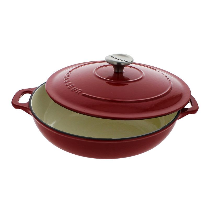  Chasseur French Enameled Cast Iron Braiser with Lid - Red - Bonton