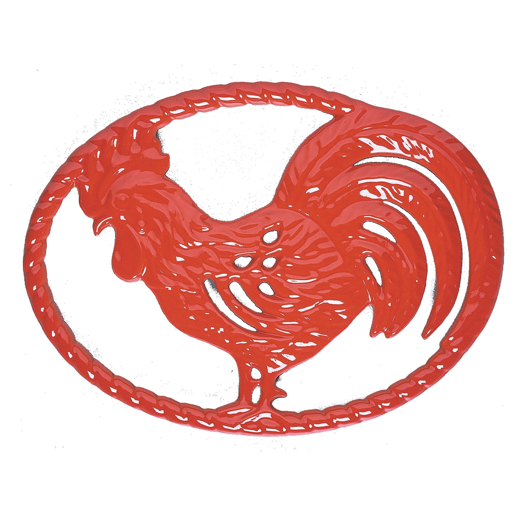  Chasseur Flame Red Cast Iron Rooster Trivet, 11-Inch - Flame Red - Bonton