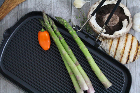 French Cast Iron Rectangle Grill With Folding Handle, 14-Inch, Black