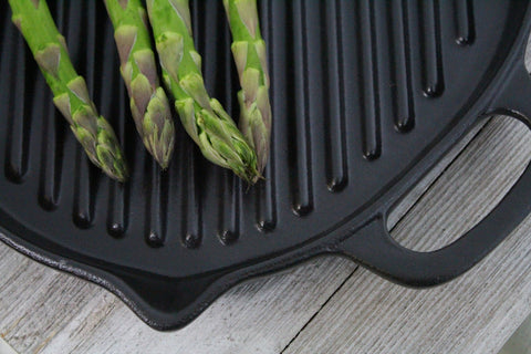 French Large Oval Cast Iron Grill Pan, 18-Inch, Black
