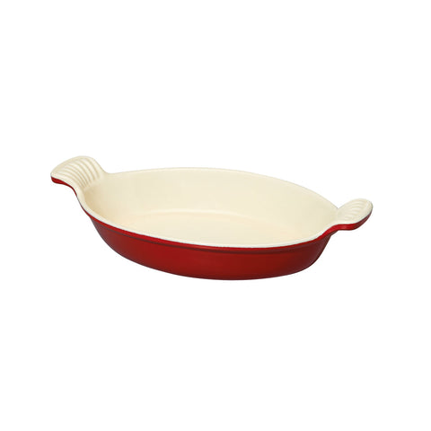 French Enameled Cast Iron 11-Inch Oval Casserole, Red-CI_3602R