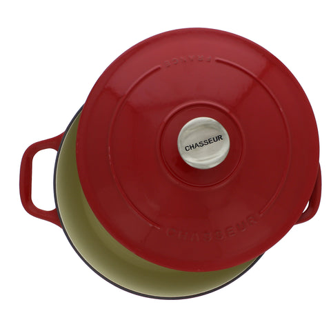 Chasseur 3.25-Quart Caviar-Grey or Red Enameled Cast Iron Round Dutch Oven (CI_3722)
