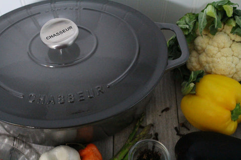 French Enameled Cast Iron Oval Dutch Oven, 4.2-Quart, Caviar Grey