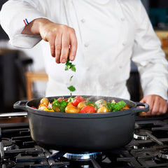 French Enameled Cast Iron Oval Dutch Oven, 6-Quart, Caviar Grey