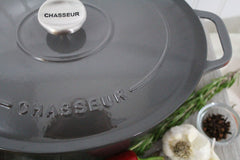 French Enameled Cast Iron Oval Dutch Oven, 6-Quart, Caviar Grey