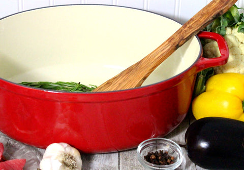 French Enameled Cast Iron Oval Dutch Oven, 6-Quart, Red