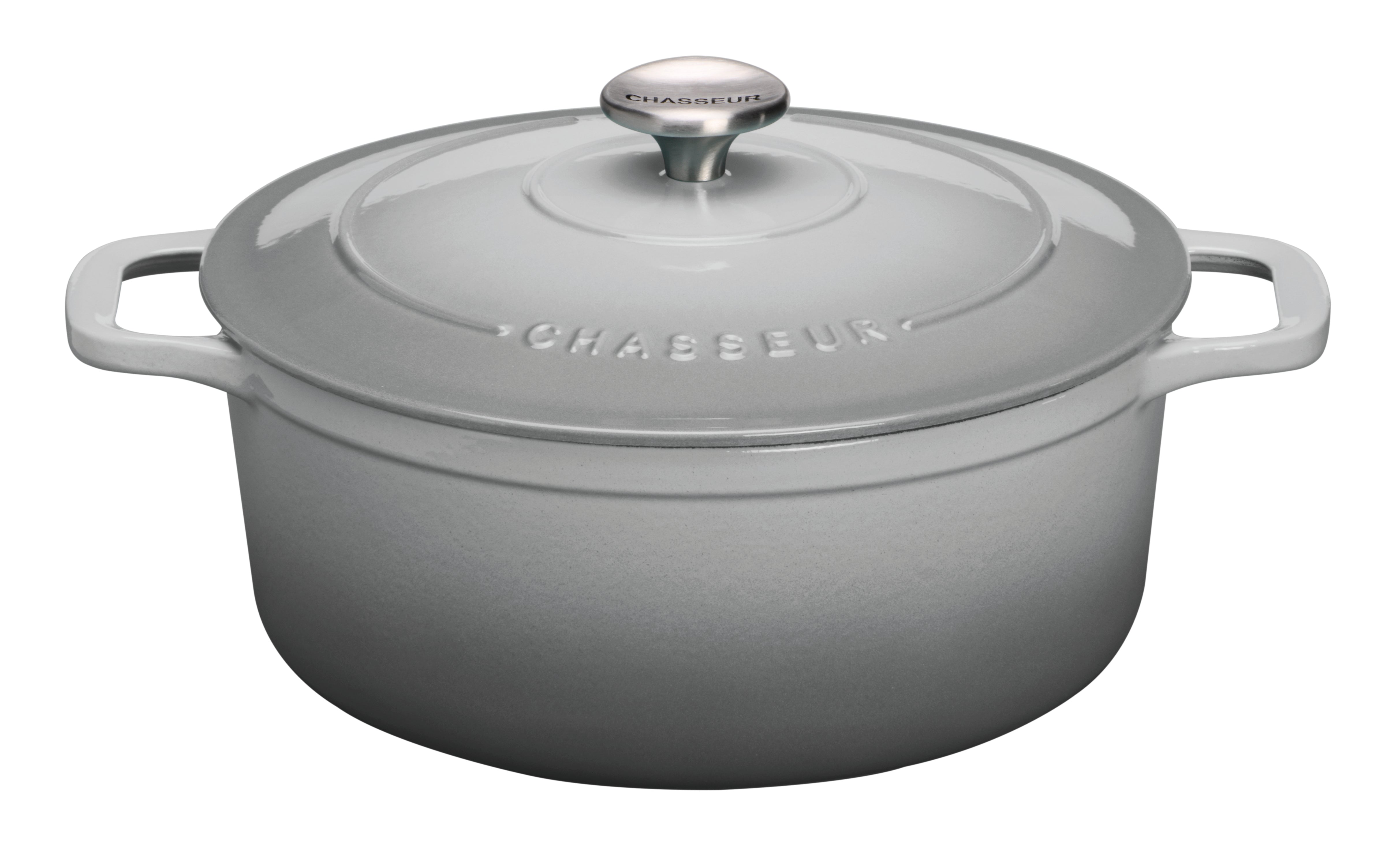  Chasseur French Enameled Cast Iron Round Dutch Oven, 4.2-Quart, Celestial Grey - Default Title - Bonton