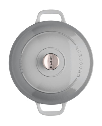French Enameled Cast Iron Round Dutch Oven, 4.2-Quart, Celestial Grey
