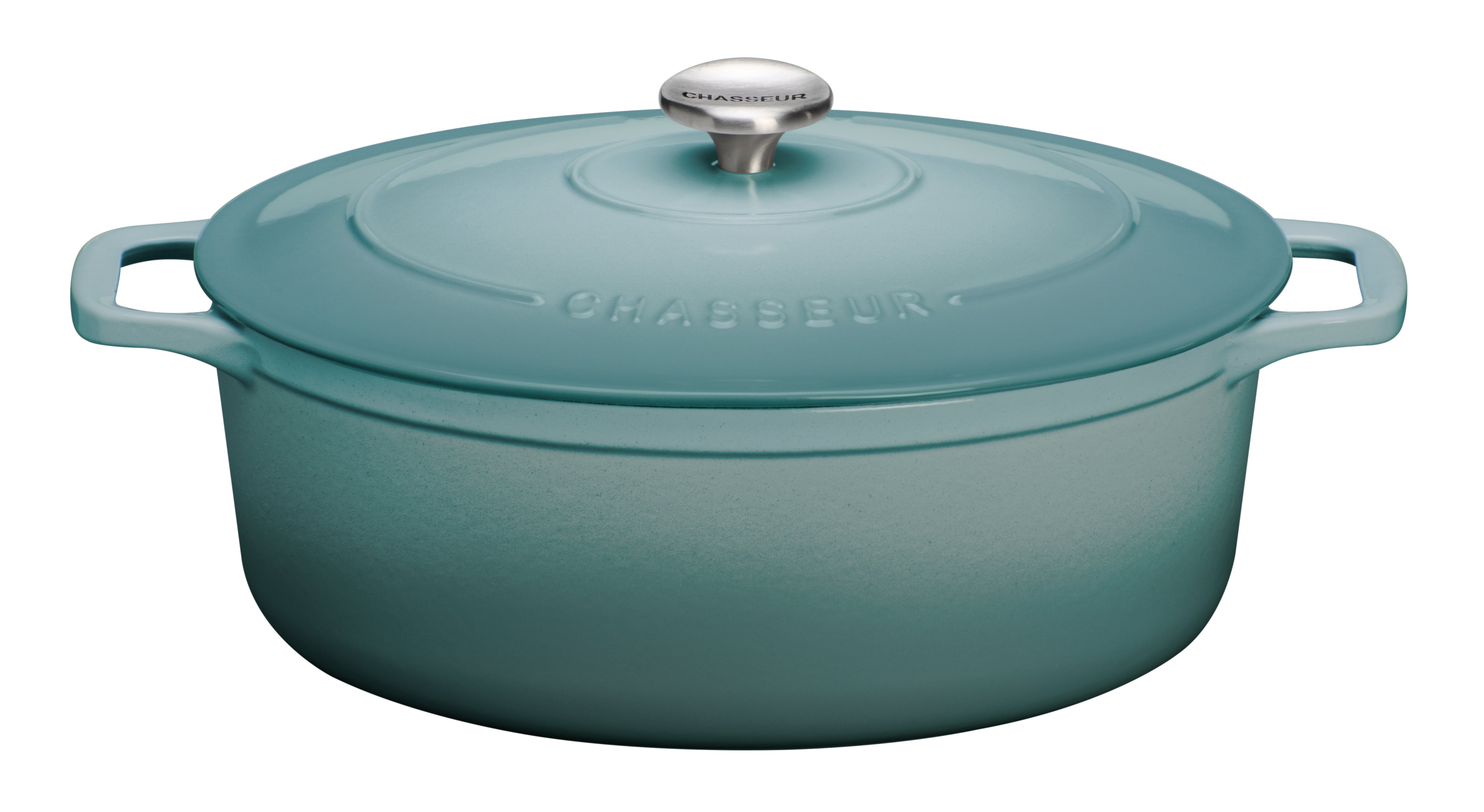  Chasseur French Enameled Cast Iron Oval Dutch Oven, 5.3-Quart, Quartz Blue - Default Title - Bonton