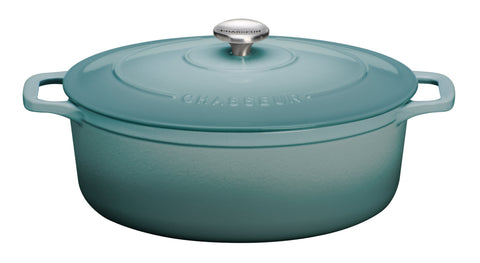 French Enameled Cast Iron Oval Dutch Oven, 5.3-Quart, Quartz Blue