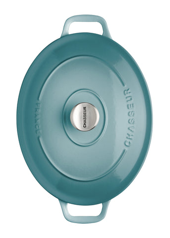 French Enameled Cast Iron Oval Dutch Oven, 5.3-Quart, Quartz Blue