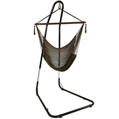 Caribbean Style Extra Large Hanging Rope Hammock Chair Swing with Adjustable Stand