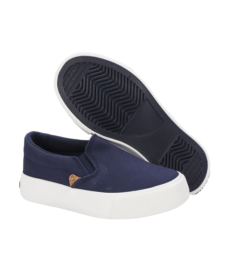Kid's double gore slip-on casual sneaker with Canvas or PU upper Navy