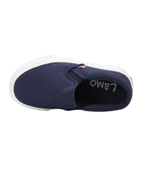 Kid's double gore slip-on casual sneaker with Canvas or PU upper Navy