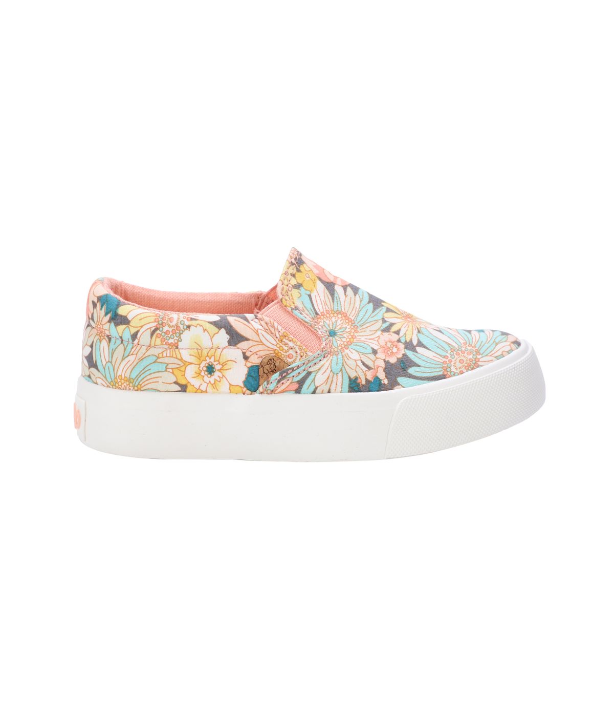 Kid's double gore slip-on casual sneaker with Canvas or PU upper Peach Floral