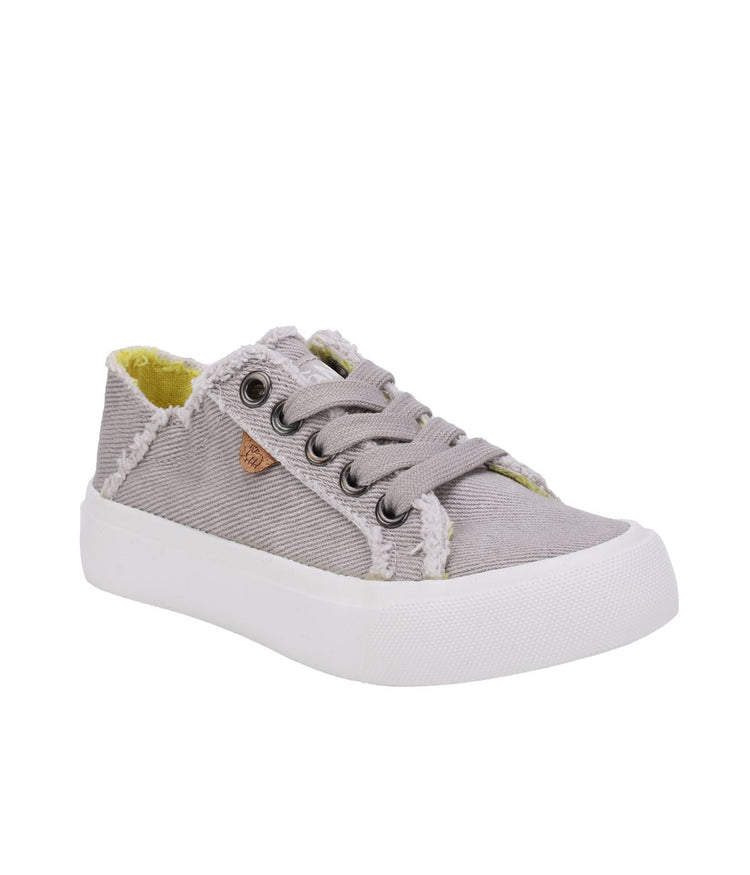 Kid's lace up sneaker with twill upper Washed Grey
