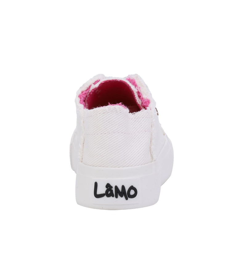 Kid's lace up sneaker with twill upper Washed White