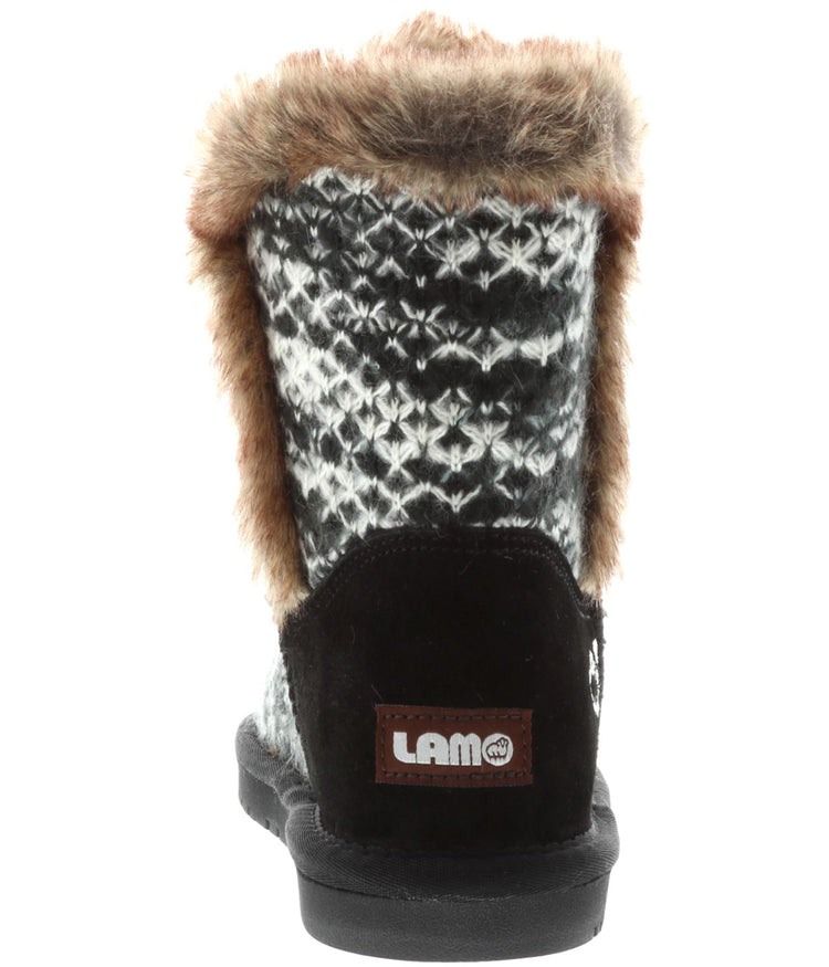 Kid's yarn and suede upper boot with fur lining Black