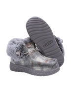 Kid's casual sneaker style with Textile upper Grey Plaid