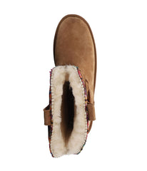 Kid's Faux western style suede boot with fur lining Chestnut/Multi