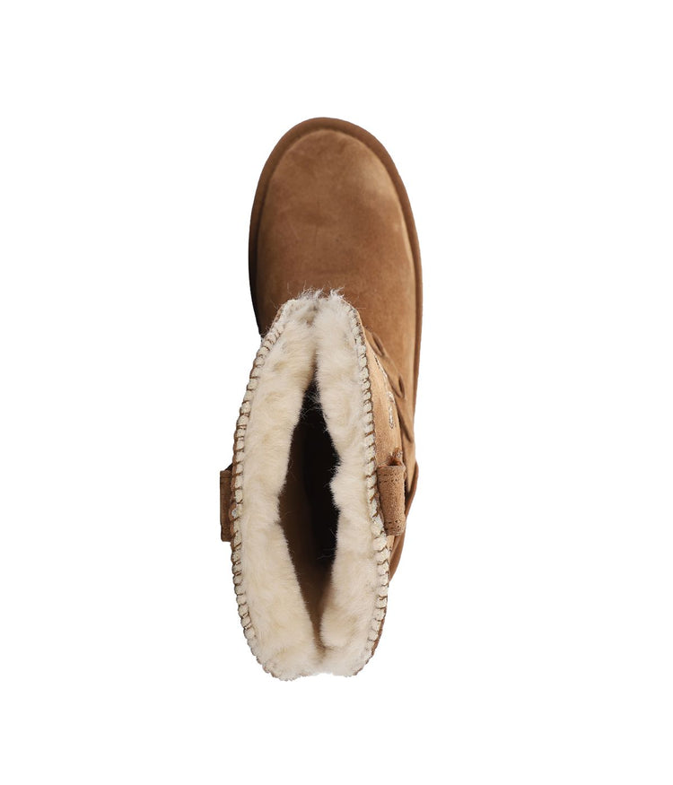 Kid's Faux western style suede boot with fur lining Chestnut