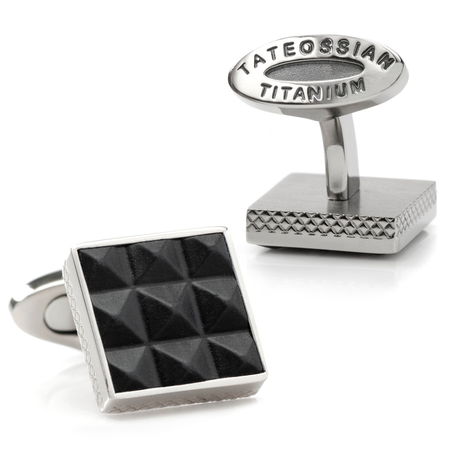  Cufflinks Pyramids Leather and Titanium Cufflinks - Default Title - Bonton