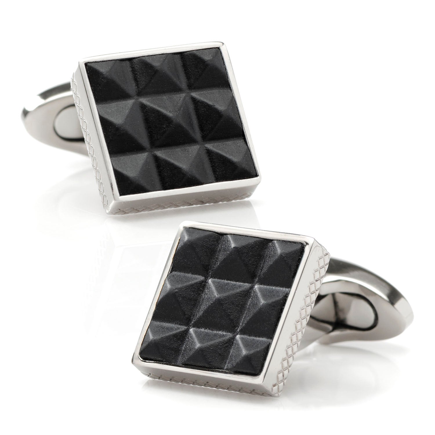  Cufflinks Pyramids Leather and Titanium Cufflinks - Default Title - Bonton