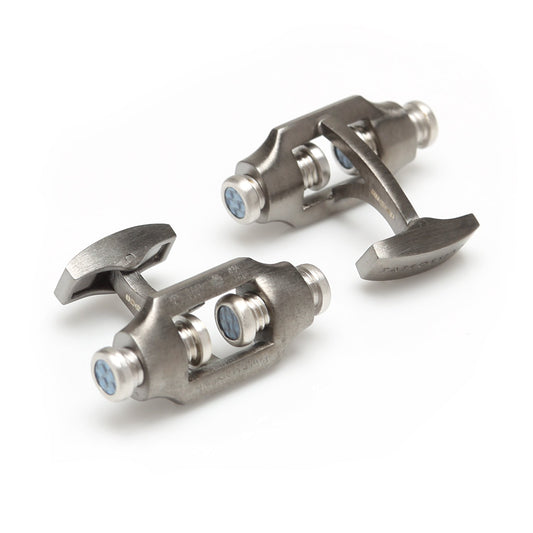 Double Bolt Silver Cufflinks in Black Rhodium