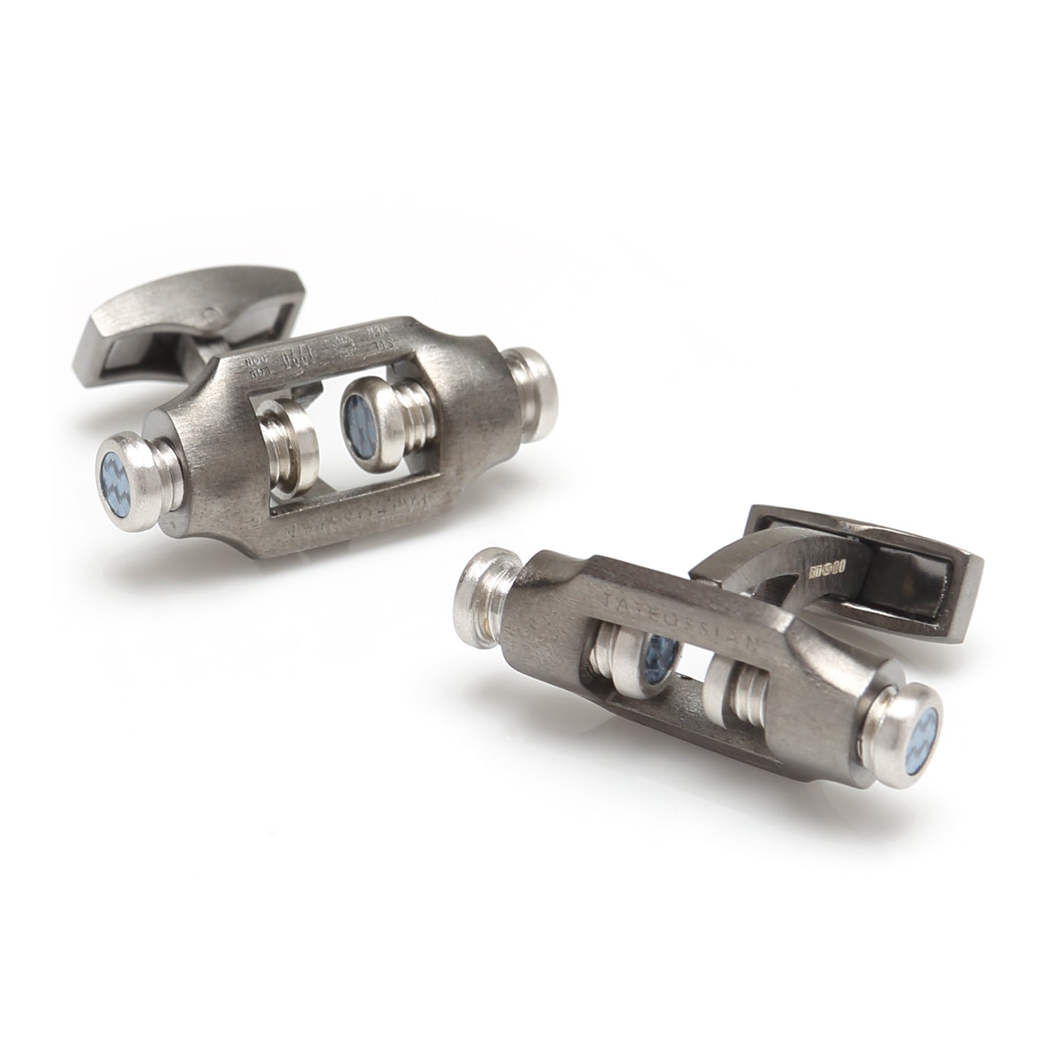  Cufflinks Double Bolt Silver Cufflinks in Black Rhodium - Default Title - Bonton