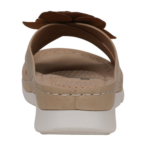 Women's Claire Tan Flower Rosette Comfort Sandals