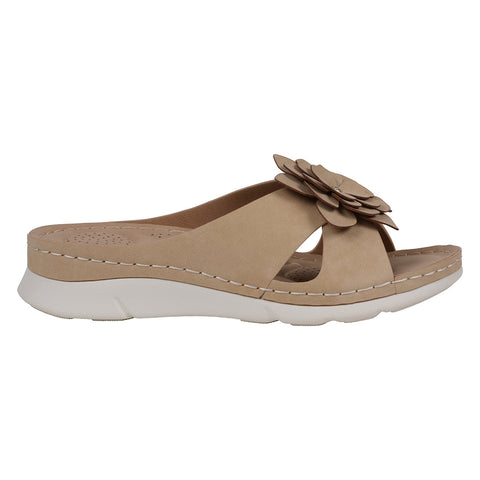 Women's Claire Tan Flower Rosette Comfort Sandals