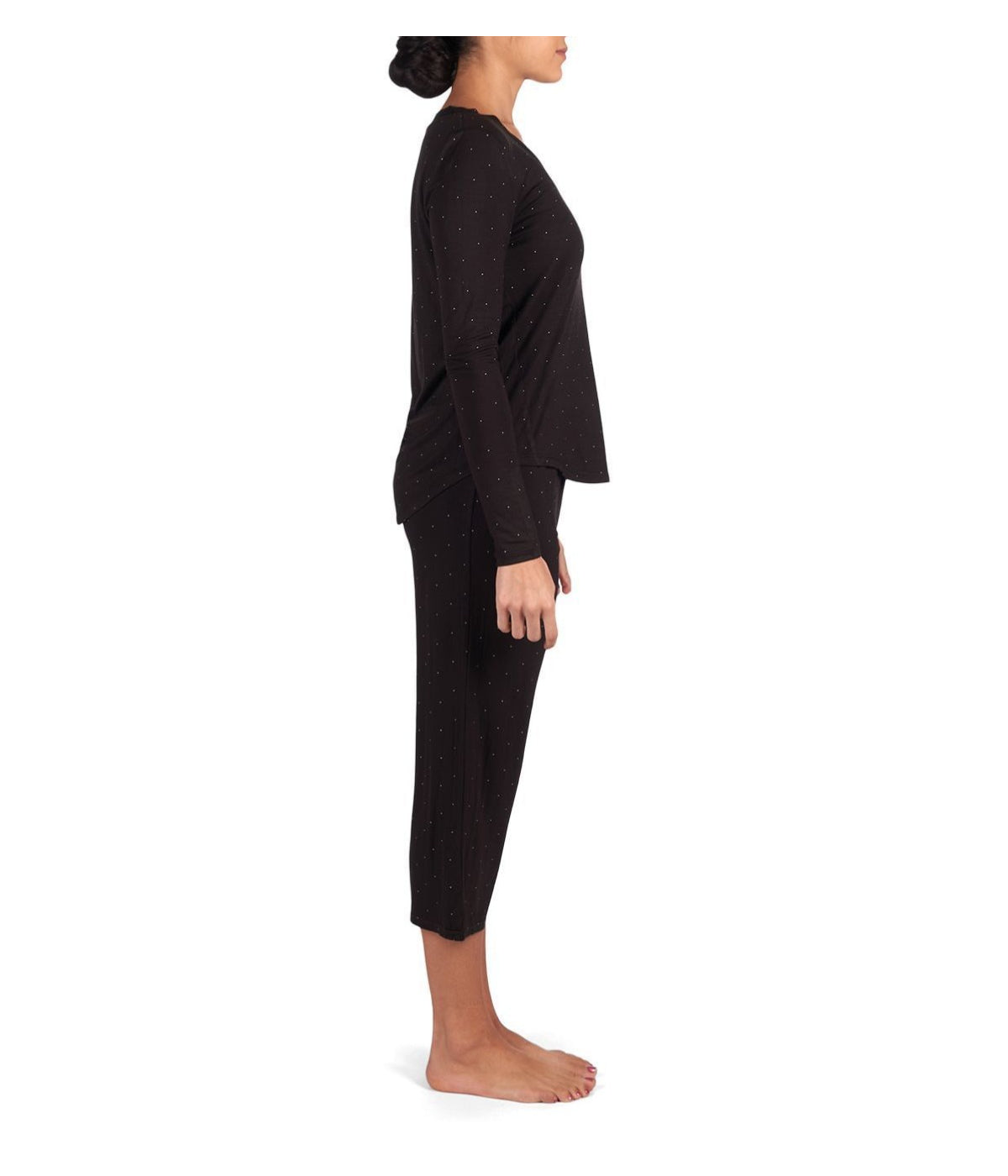 Women's Allover Polka Dot Bamboo Blend Capri Pants Black